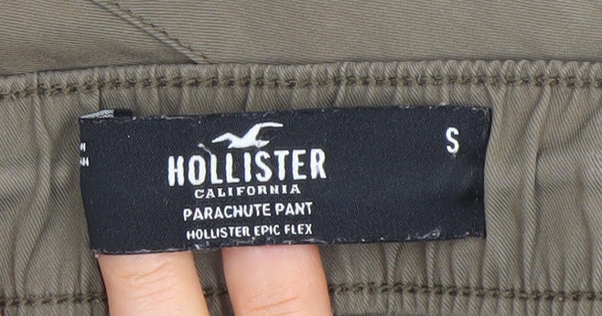 Hollister Men Brown Cargo Parachute Pants S Elastic Waist