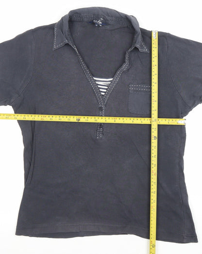 Maine New England Women's Blue Cotton Polo Shirt Size 14 Short Sleeve