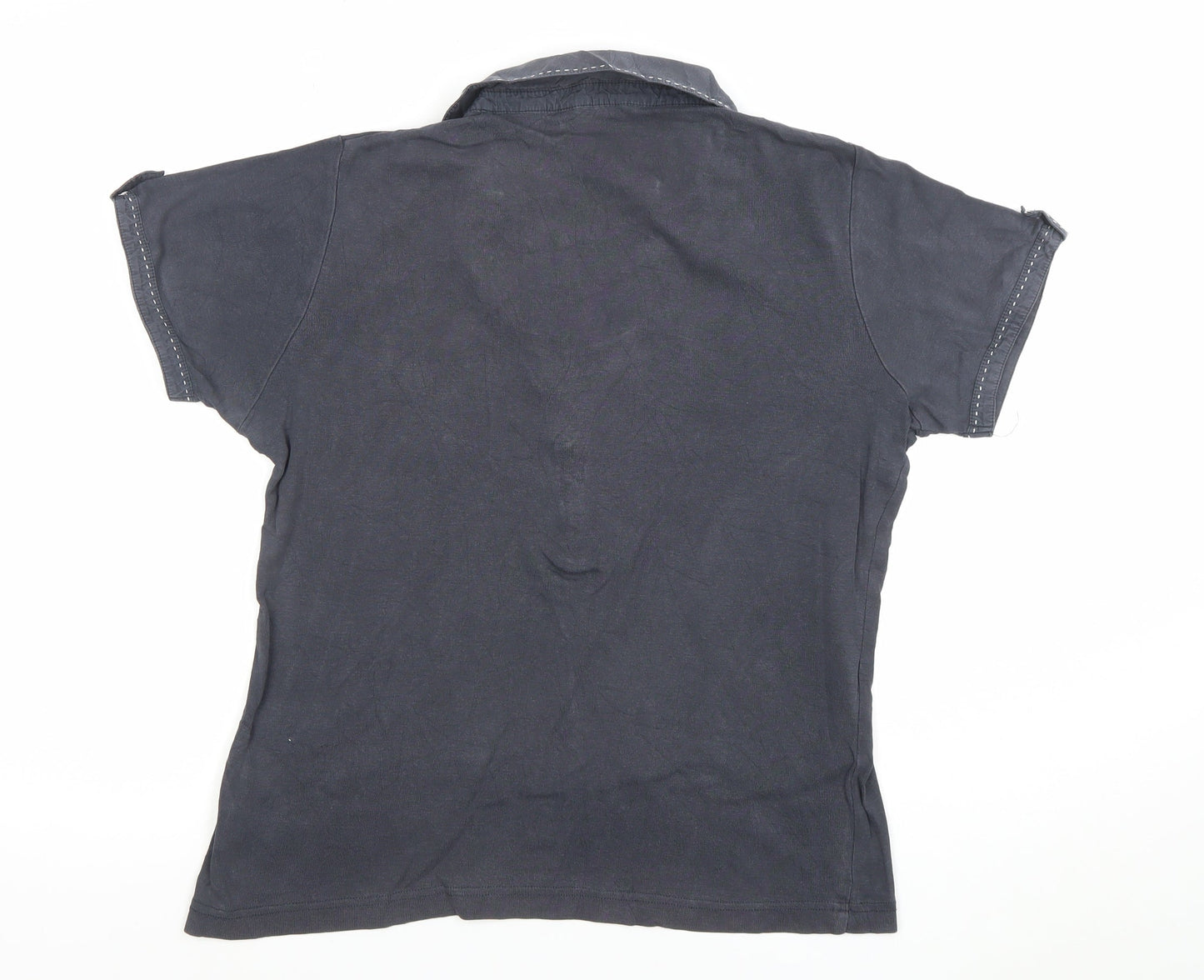 Maine New England Women's Blue Cotton Polo Shirt Size 14 Short Sleeve