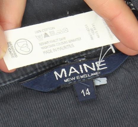 Maine New England Women's Blue Cotton Polo Shirt Size 14 Short Sleeve