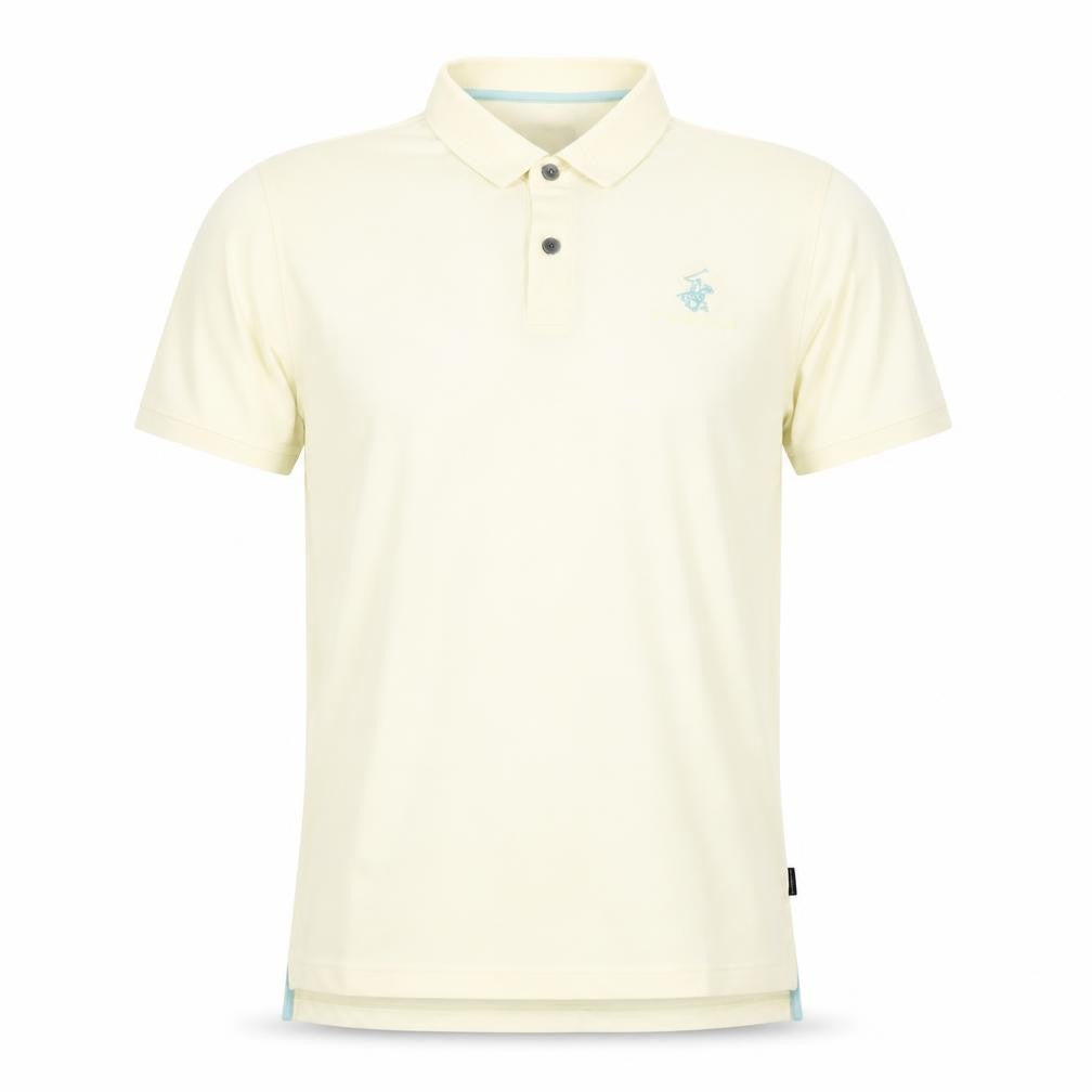 Front view of Beverly Hills Polo Club Men's Beige XL Slim Fit Cotton Polo Shirt