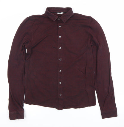 Next Men's Burgundy Long Sleeve Button-Up Shirt Size Small