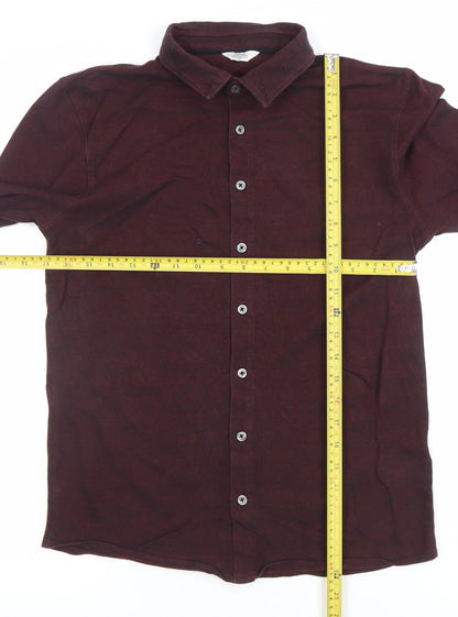 Next Men's Burgundy Long Sleeve Button-Up Shirt Size Small