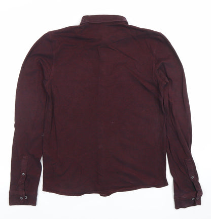 Next Men's Burgundy Long Sleeve Button-Up Shirt Size Small