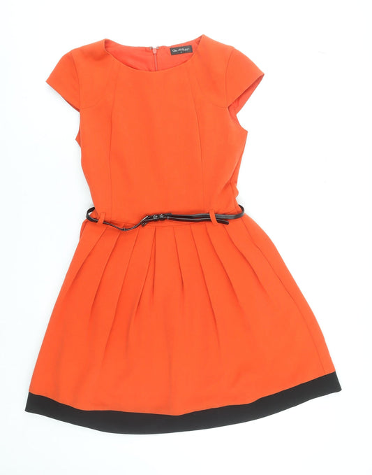 Miss Selfridge Women Orange Fit & Flare Short Dress Size 8