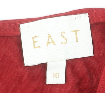 East Women Red Viscose Wrap Knee Length Dress Size 10