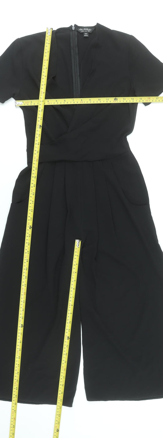 Miss Selfridge Women's Black Short Sleeve Wide-Leg Jumpsuit UK 6