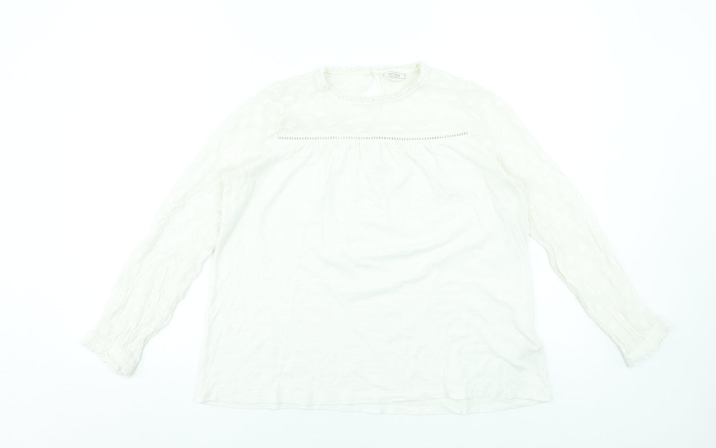 Fat Face Women's Ivory Long Sleeve Cotton Modal Tunic Blouse UK 10