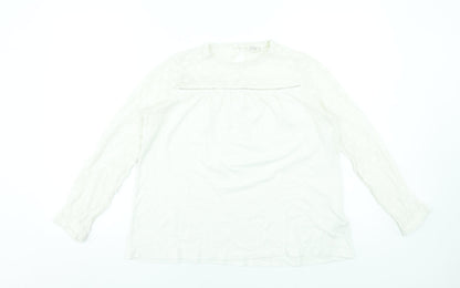 Fat Face Women's Ivory Long Sleeve Cotton Modal Tunic Blouse UK 10