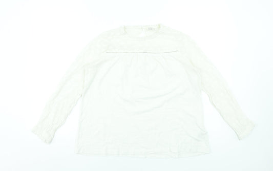 Fat Face Women's Ivory Long Sleeve Cotton Modal Tunic Blouse UK 10
