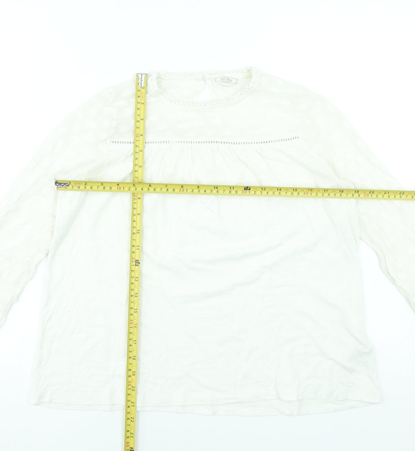 Fat Face Women's Ivory Long Sleeve Cotton Modal Tunic Blouse UK 10