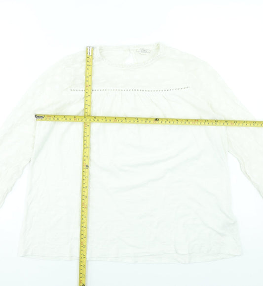 Fat Face Women's Ivory Long Sleeve Cotton Modal Tunic Blouse UK 10