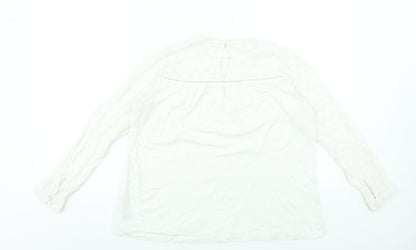 Fat Face Women's Ivory Long Sleeve Cotton Modal Tunic Blouse UK 10