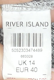 Womens UK Size 14 River Island Grey Basic T-Shirt
