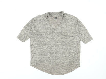 Womens UK Size S New Look Grey Basic T-Shirt