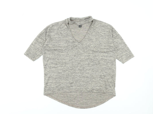 Womens UK Size S New Look Grey Basic T-Shirt