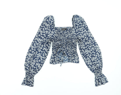 Womens UK Size S Jolio & Co Blue Cropped Blouse