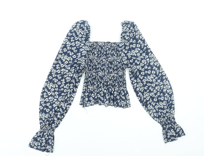 Womens UK Size S Jolio & Co Blue Cropped Blouse