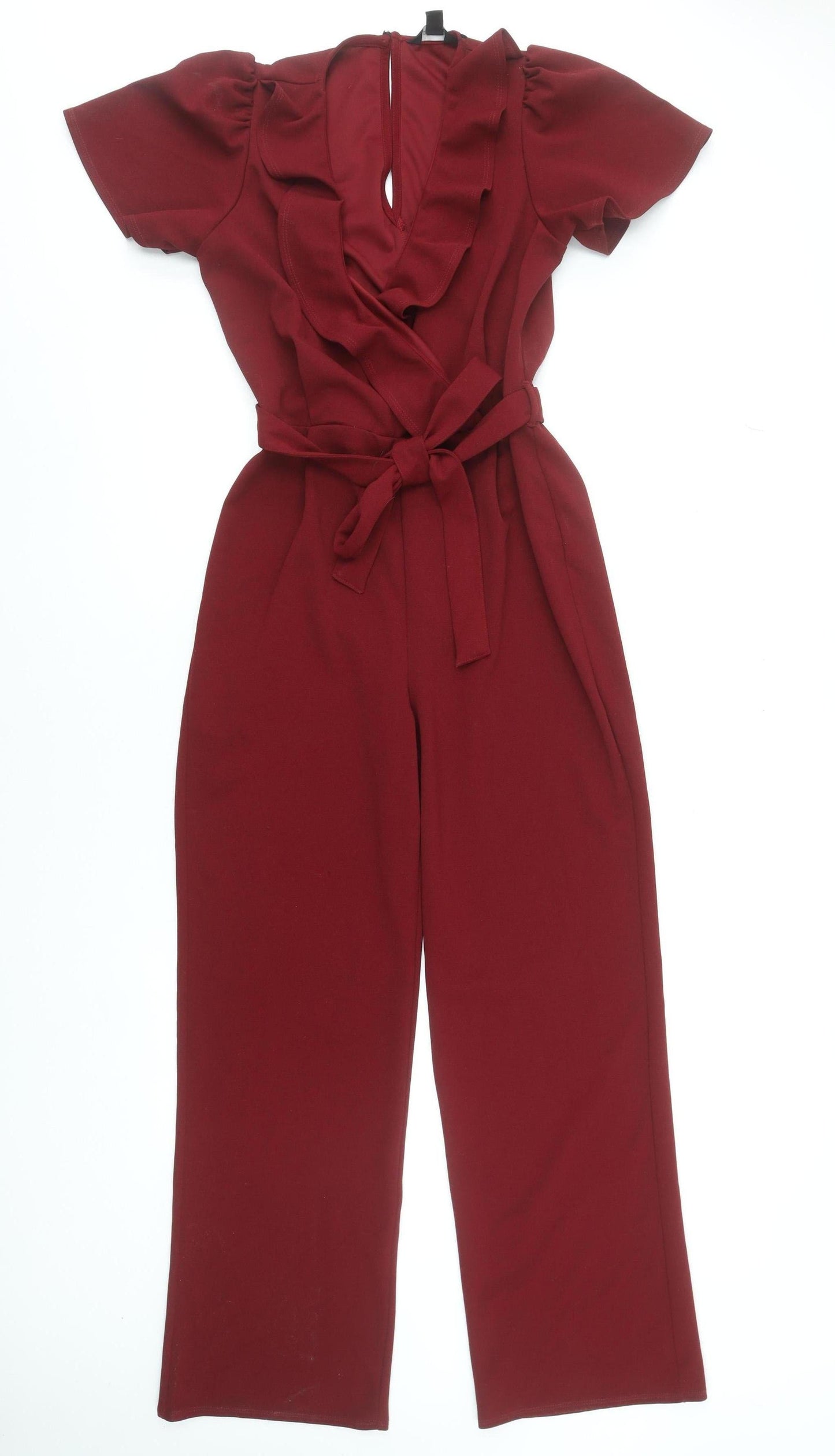 New Look Women's Red Short Sleeve Belted Jumpsuit Size 8