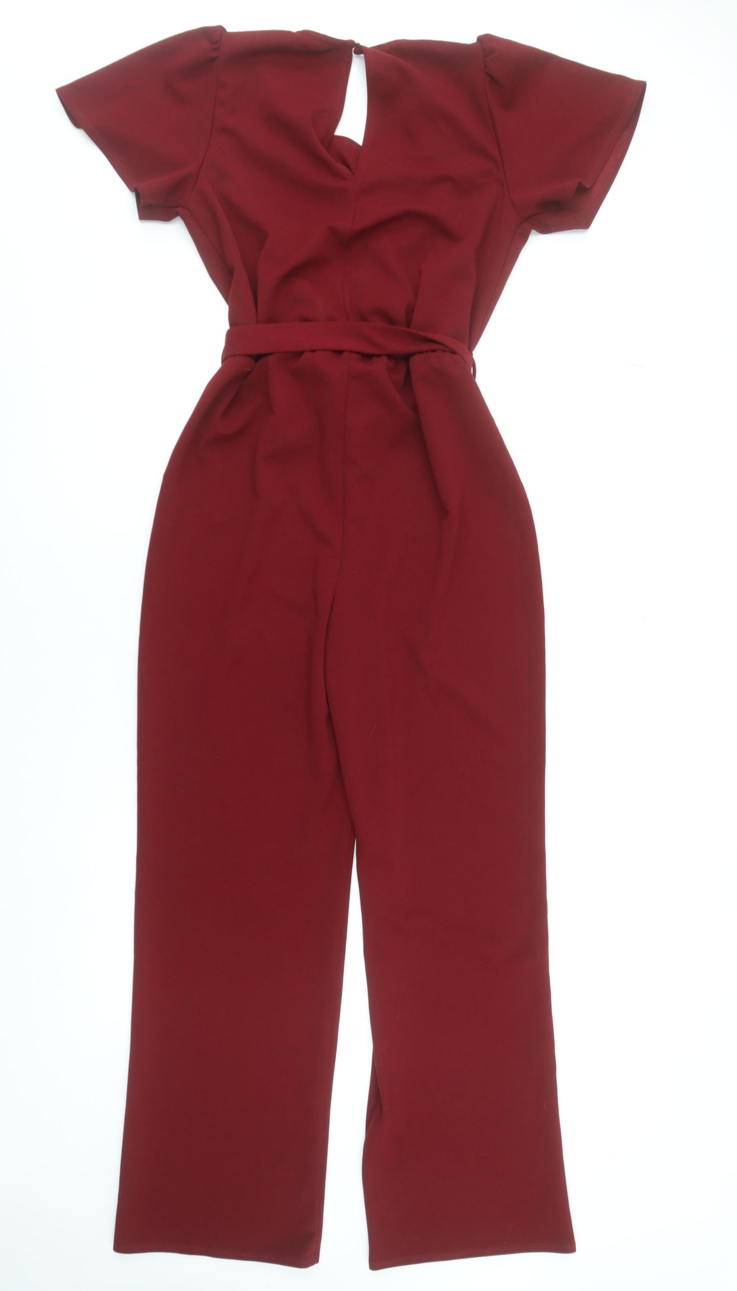 New Look Women's Red Short Sleeve Belted Jumpsuit Size 8
