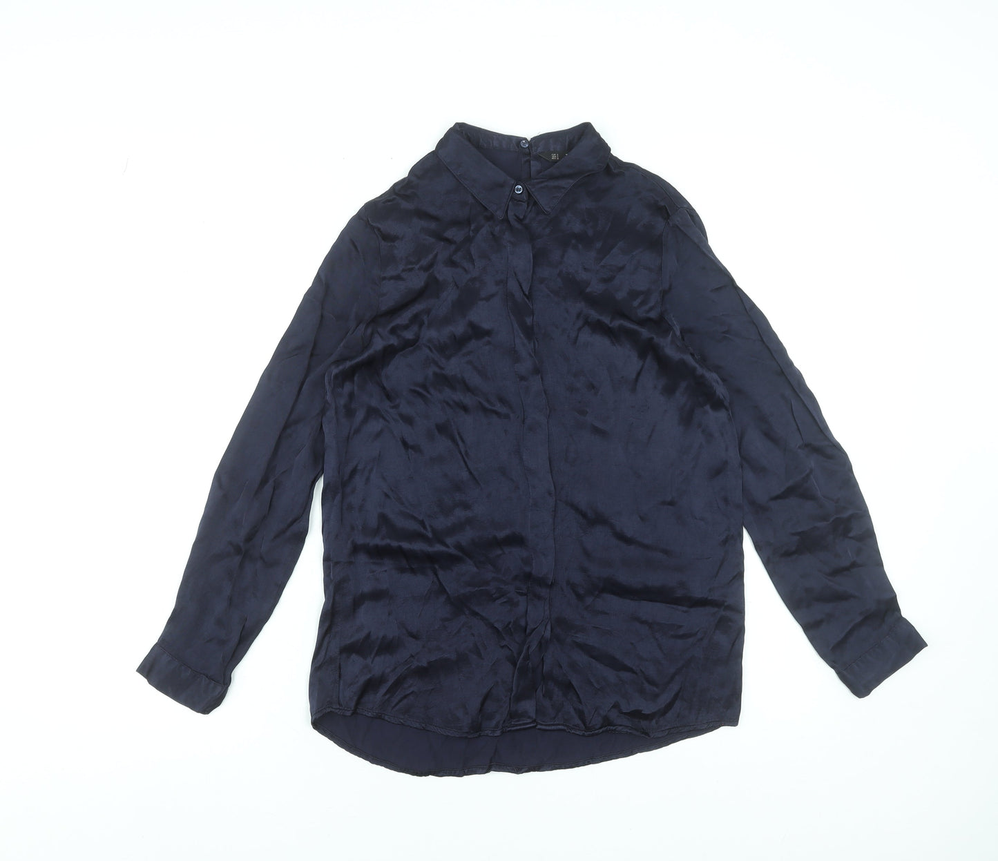 Womens UK Size S Zara Blue Basic Blouse