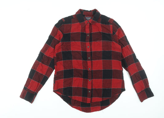 Womens UK Size S Abercrombie & Fitch Red Basic Button-Up