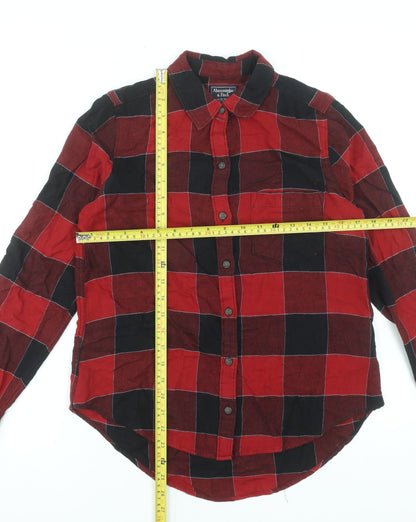 Womens UK Size S Abercrombie & Fitch Red Basic Button-Up