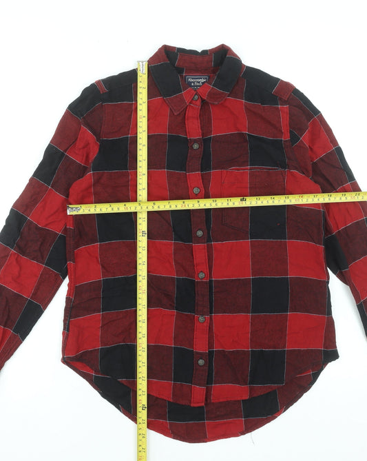 Womens UK Size S Abercrombie & Fitch Red Basic Button-Up