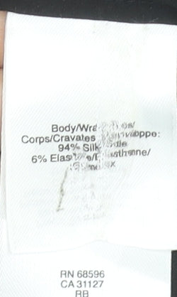 DKNY Women’s Black Silk Wrap Blouse Size 8 Short Sleeve Satin Top