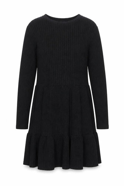 Zara Women Black Knit Trapeze Swing Dress Size M Long Sleeve
