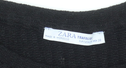 Zara Women Black Knit Trapeze Swing Dress Size M Long Sleeve