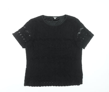 Womens UK Size L Casamia Black Lace Blouse