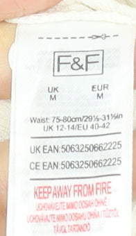 F&F Women Ivory Textured Stretch Knit Trousers Mid Rise M