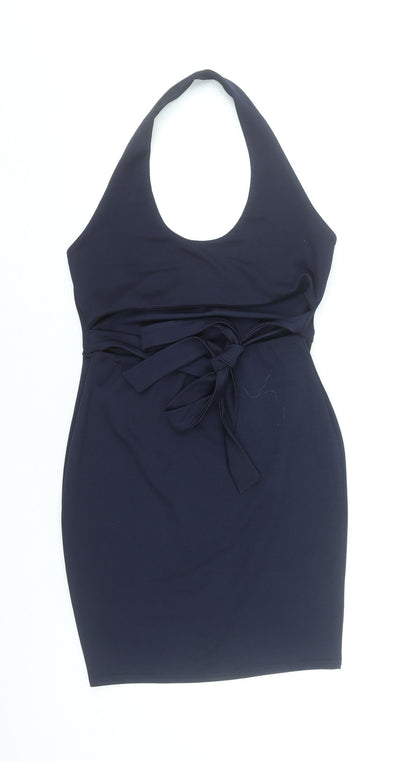 PrettyLittleThing Women’s Black Halter Bodycon Short Dress UK 10