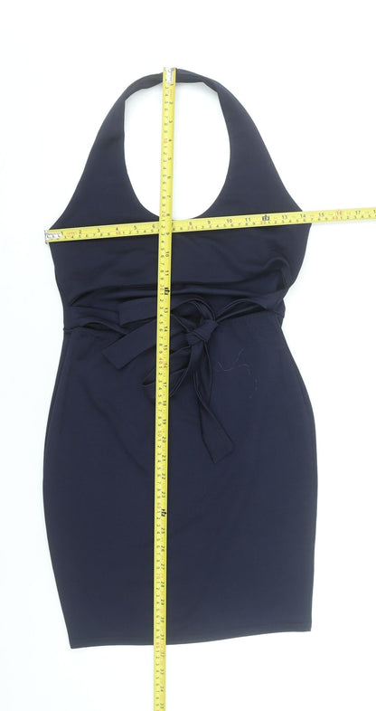 PrettyLittleThing Women’s Black Halter Bodycon Short Dress UK 10