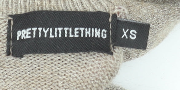 PrettyLittleThing Women’s Beige Long Sleeve Bodycon Knit Dress XS