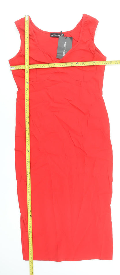PrettyLittleThing Women’s Red Bodycon Sleeveless Dress Size 18