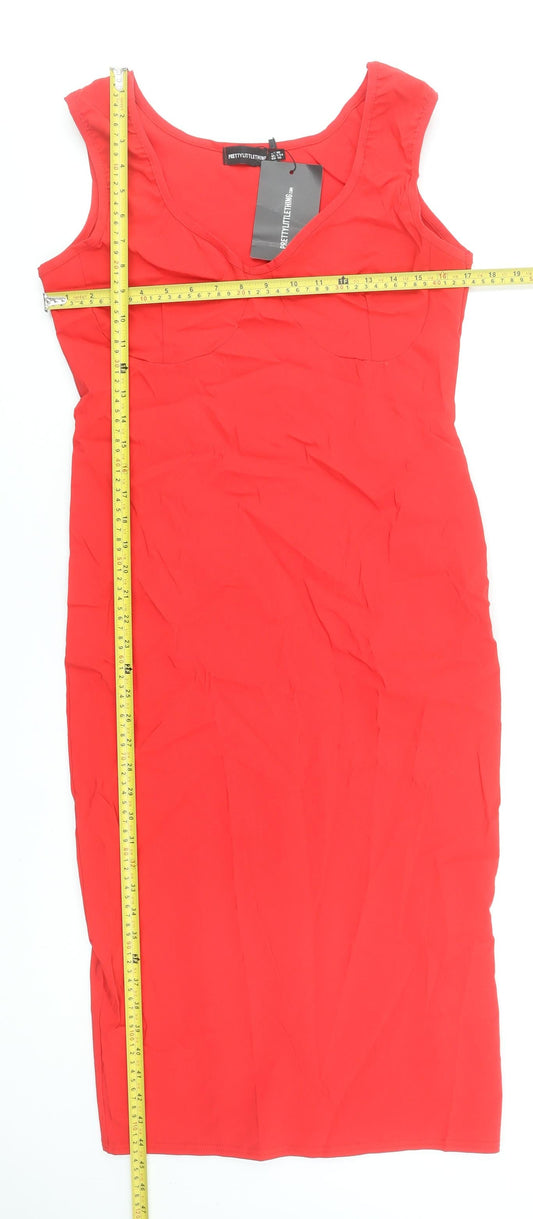 PrettyLittleThing Women’s Red Bodycon Sleeveless Dress Size 18