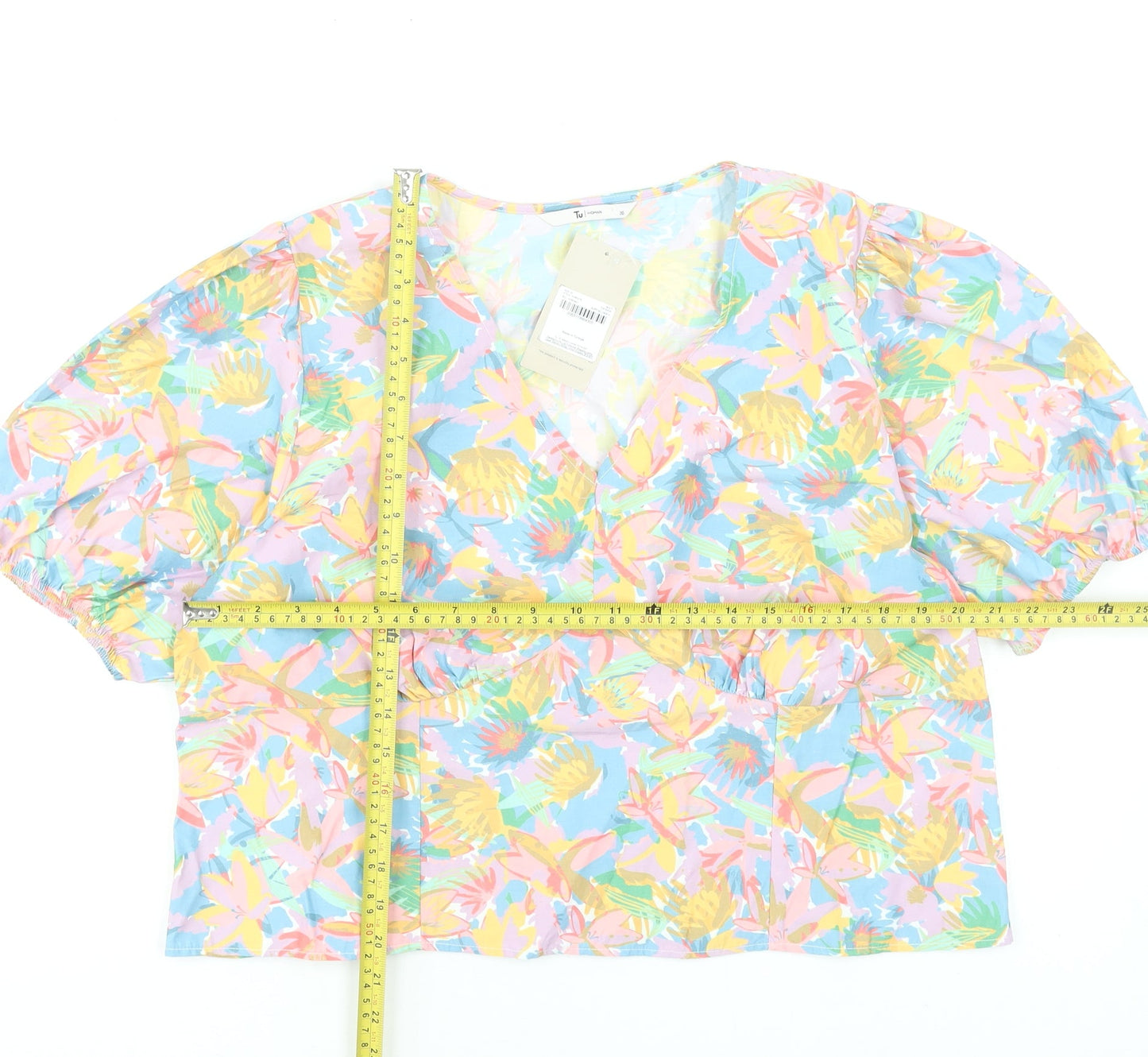 Tu Women's Multicoloured Floral Wrap Blouse Size 20 Short Sleeve