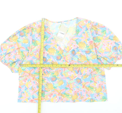 Tu Women's Multicoloured Floral Wrap Blouse Size 20 Short Sleeve