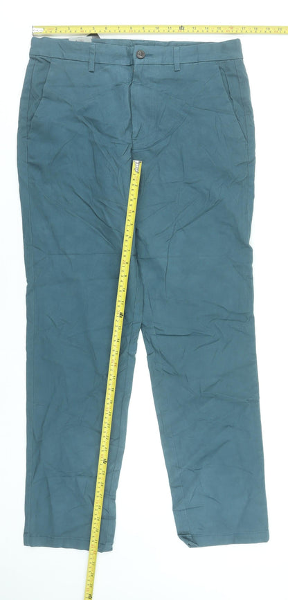 Tu Men Blue Cotton Blend Chino Trousers 34L Regular Fit