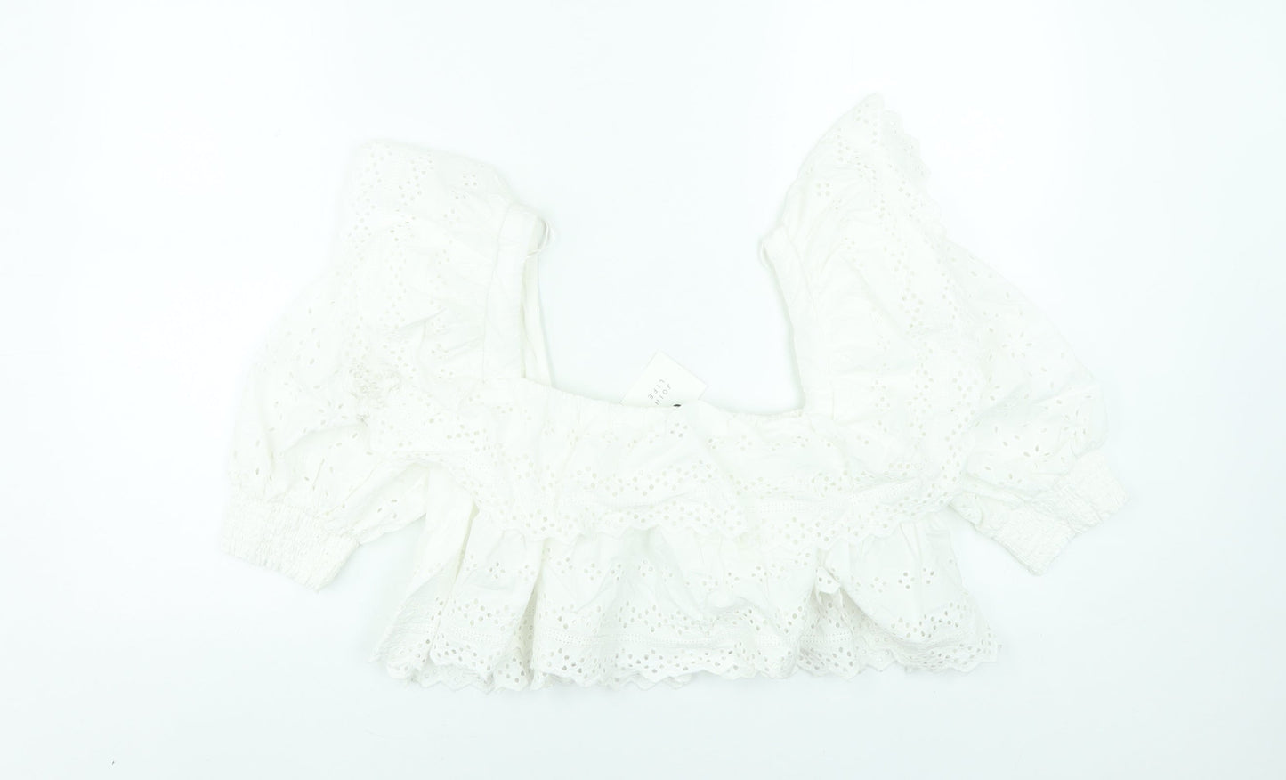 Womens UK Size M Zara White Cropped Blouse