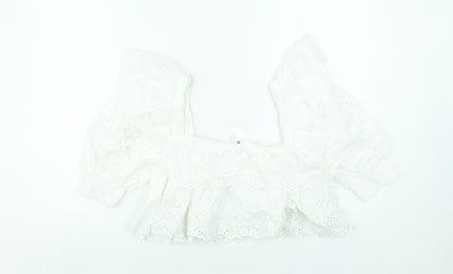 Womens UK Size M Zara White Cropped Blouse