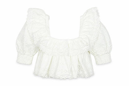 Womens UK Size M Zara White Cropped Blouse