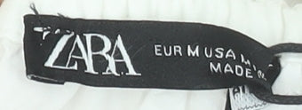 Womens UK Size M Zara White Cropped Blouse