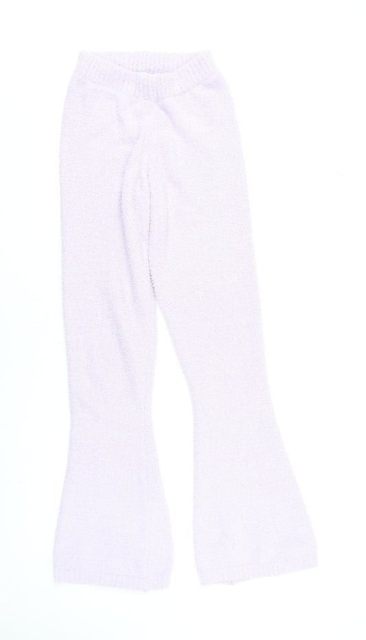 Oh Polly Women's XS Purple Flared Knit Lounge Trousers