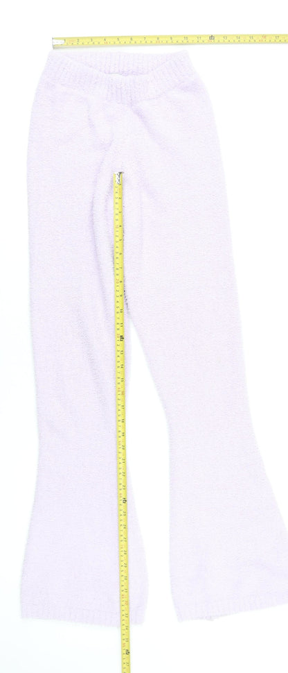 Oh Polly Women's XS Purple Flared Knit Lounge Trousers