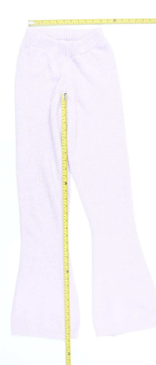 Oh Polly Women's XS Purple Flared Knit Lounge Trousers