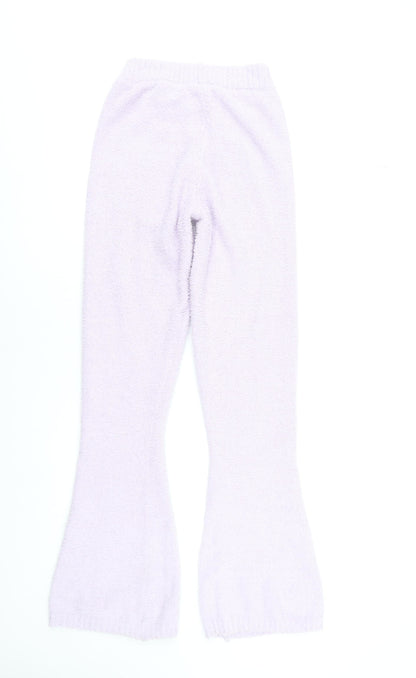 Oh Polly Women's XS Purple Flared Knit Lounge Trousers