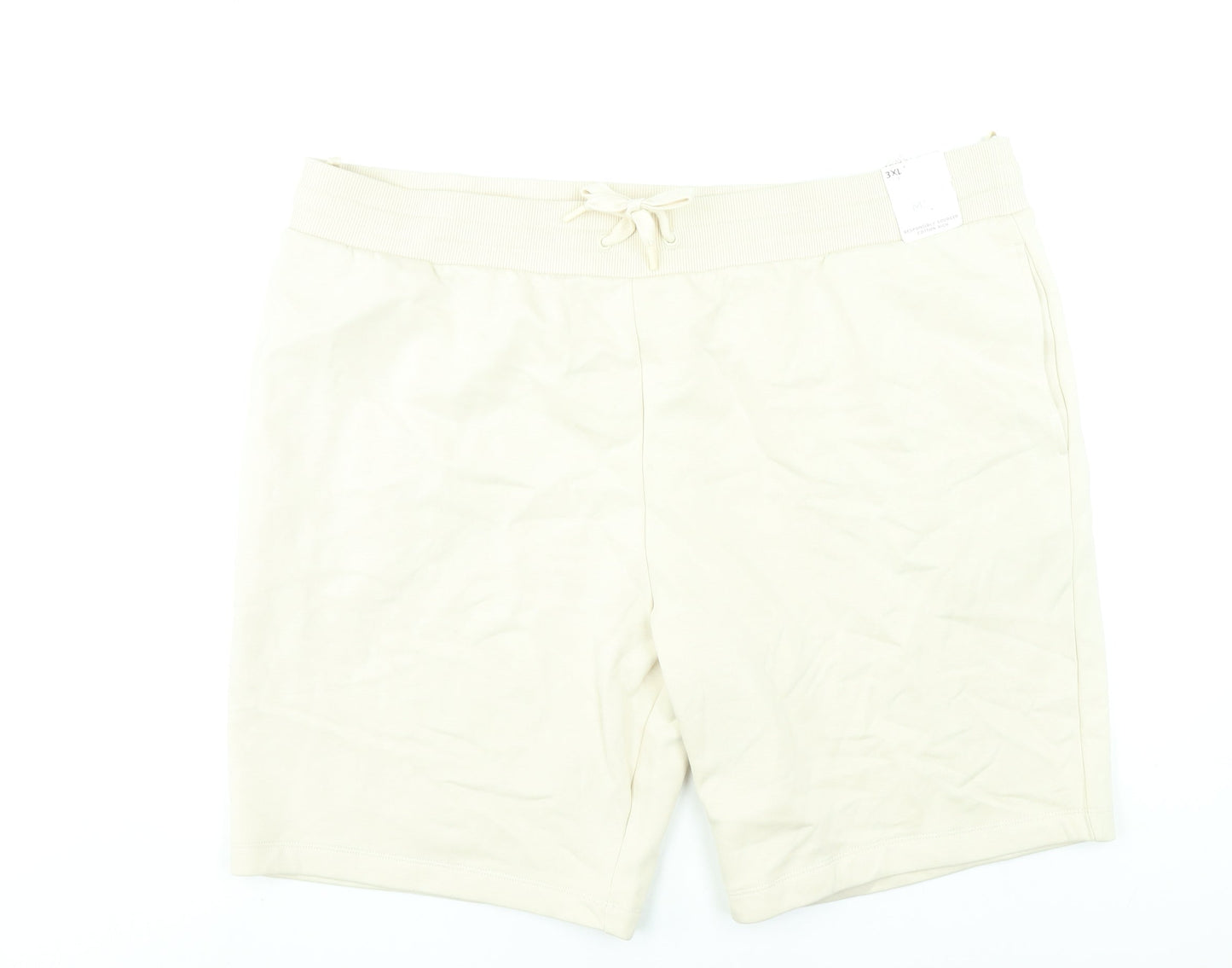 Marks and Spencer Men’s Beige 3XL Sweat Shorts with Drawstring Waist